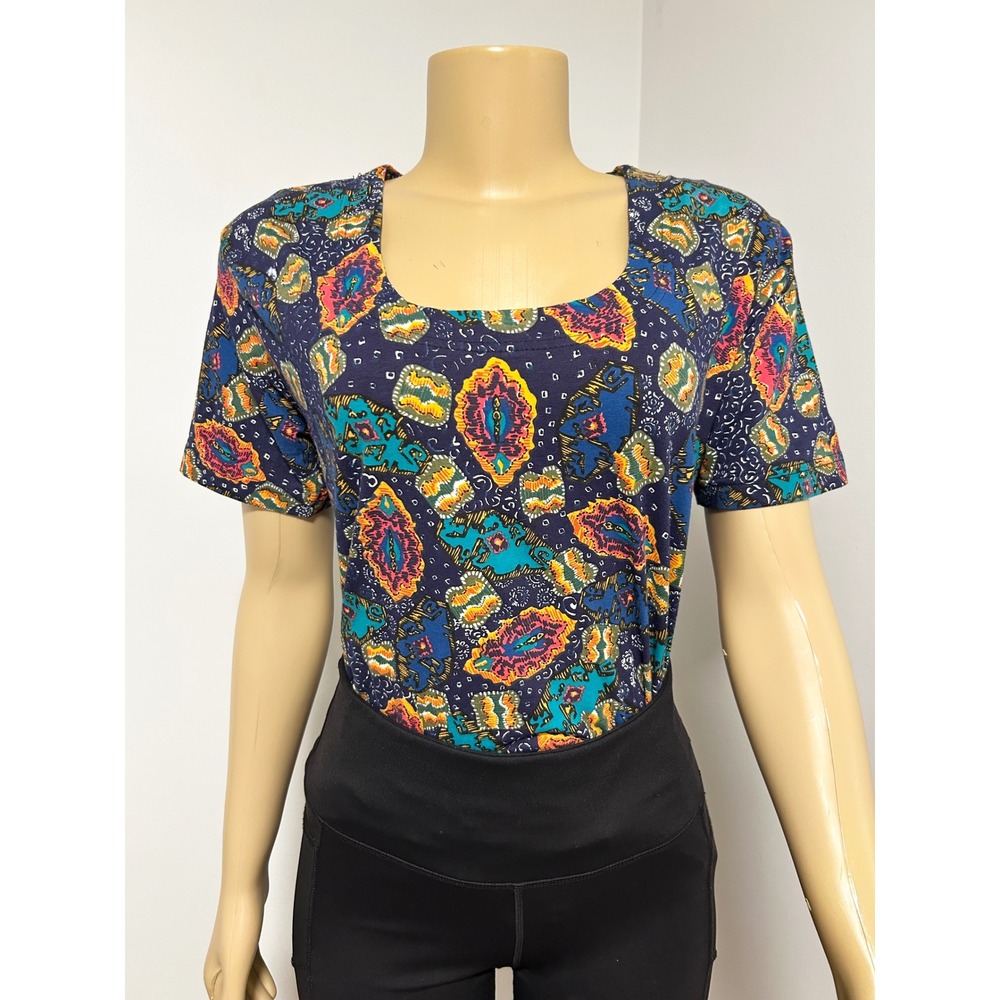 Diana Marco Vintage 90s Abstract Geometric Print Cotton Bodysuit Womens 18W